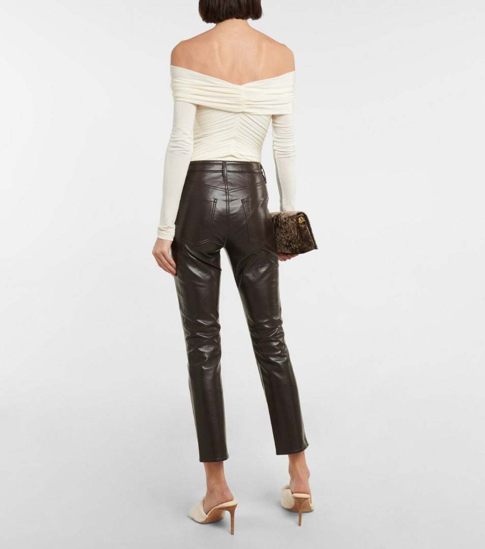 Citizens of Humanity Jolene High-Rise Slim-Fit Leather-Blend Pants - Size 24 (Fits like a 25)