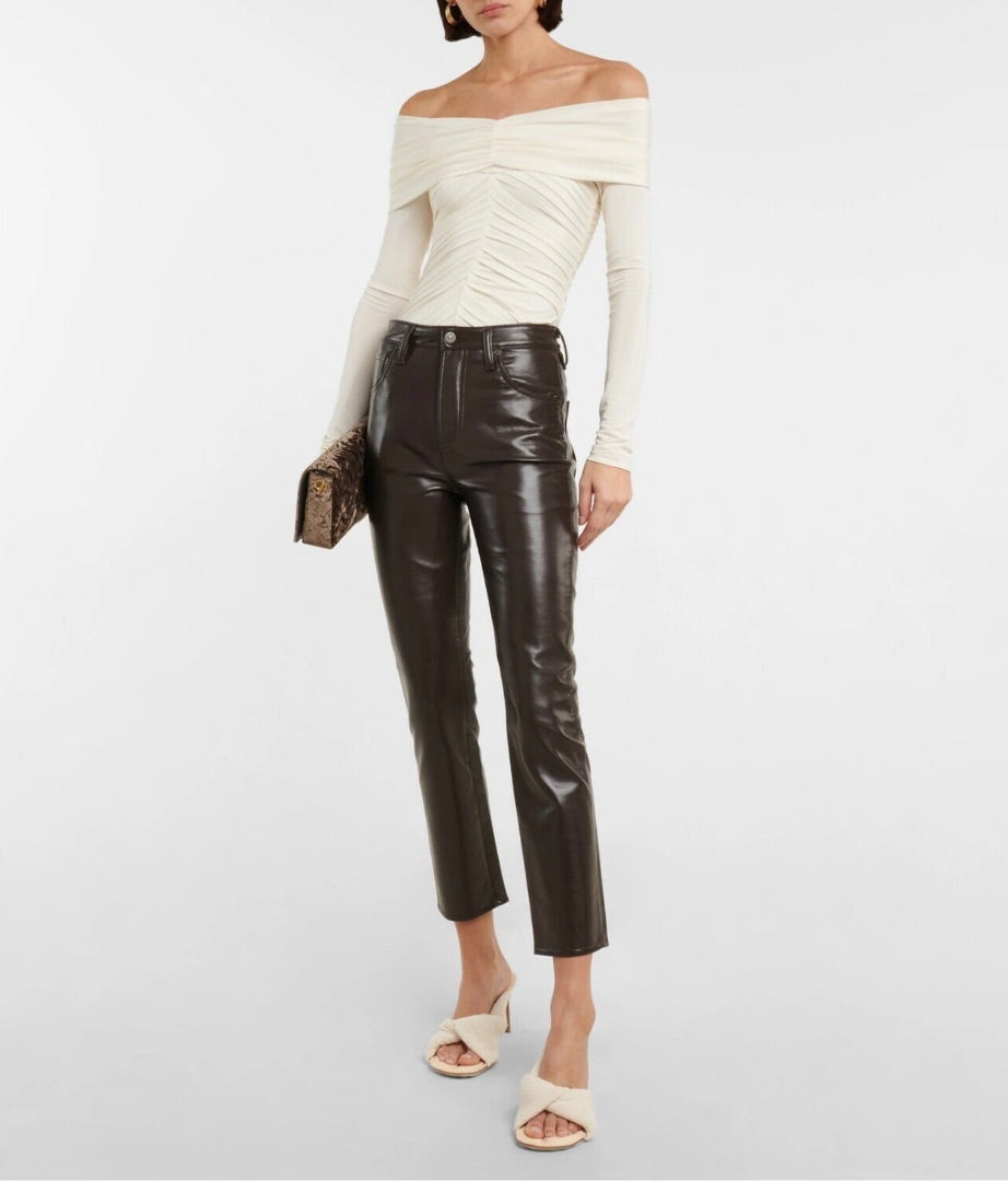 Citizens of Humanity Jolene High-Rise Slim-Fit Leather-Blend Pants - Size 24 (Fits like a 25)