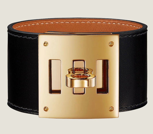 Hermes Black Leather Kelly Cuff S