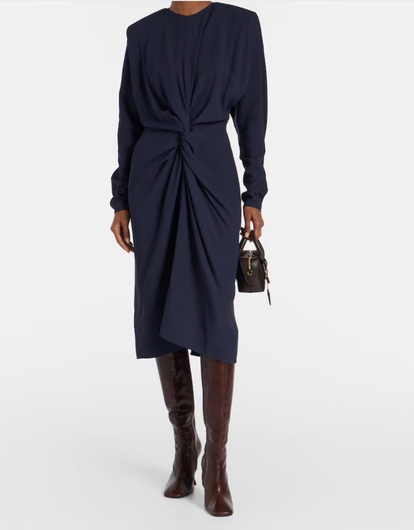 Stella McCartney Twist-Front Long-Sleeve Midi Dress - Size 38 IT