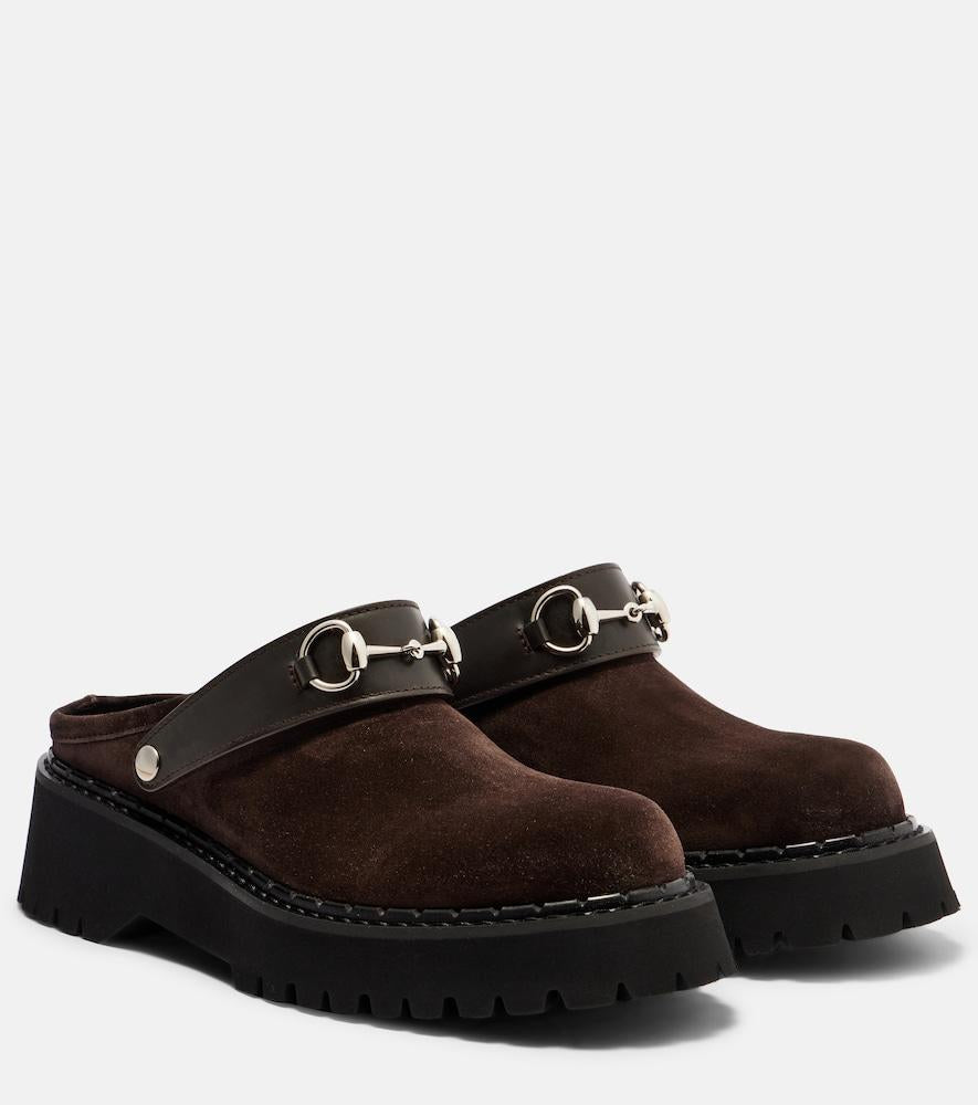Gucci Brown Suede Mules with Horsebit - Size 37.5