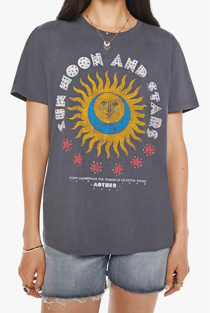 Mother The Rowdy Embellished Graphic T-Shirt - Size Small