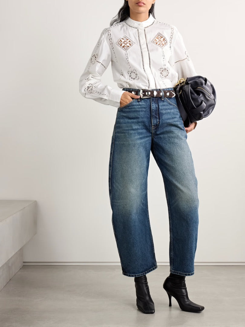 Isabel Marant Serena Crochet-Trimmed Cotton-Poplin Shirt - Size 34