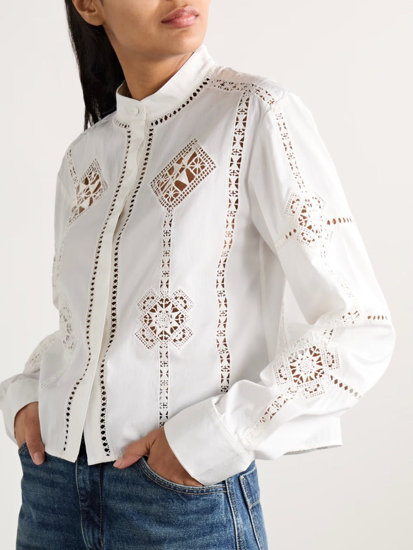Isabel Marant Serena Crochet-Trimmed Cotton-Poplin Shirt - Size 34