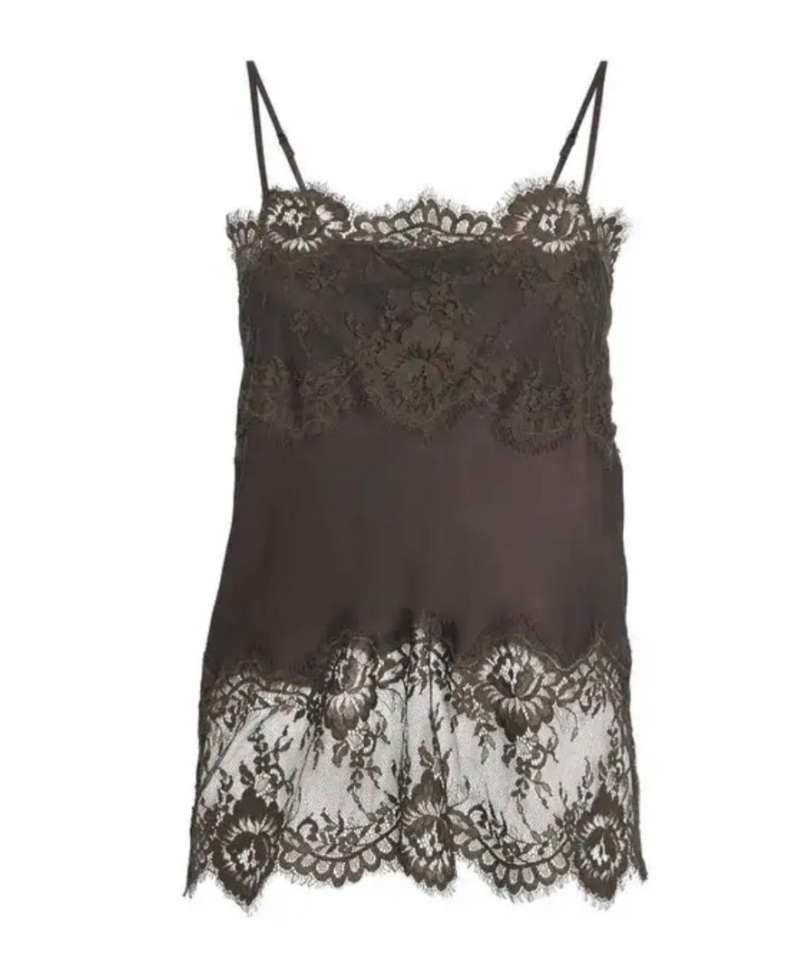 Herskind Lace-Detail Linnea Cami Top - Brown - Size Small