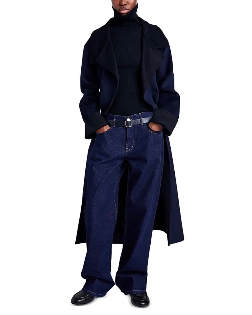Proenza Schouler White Label Constance Coat in Navy Melange - Size Small