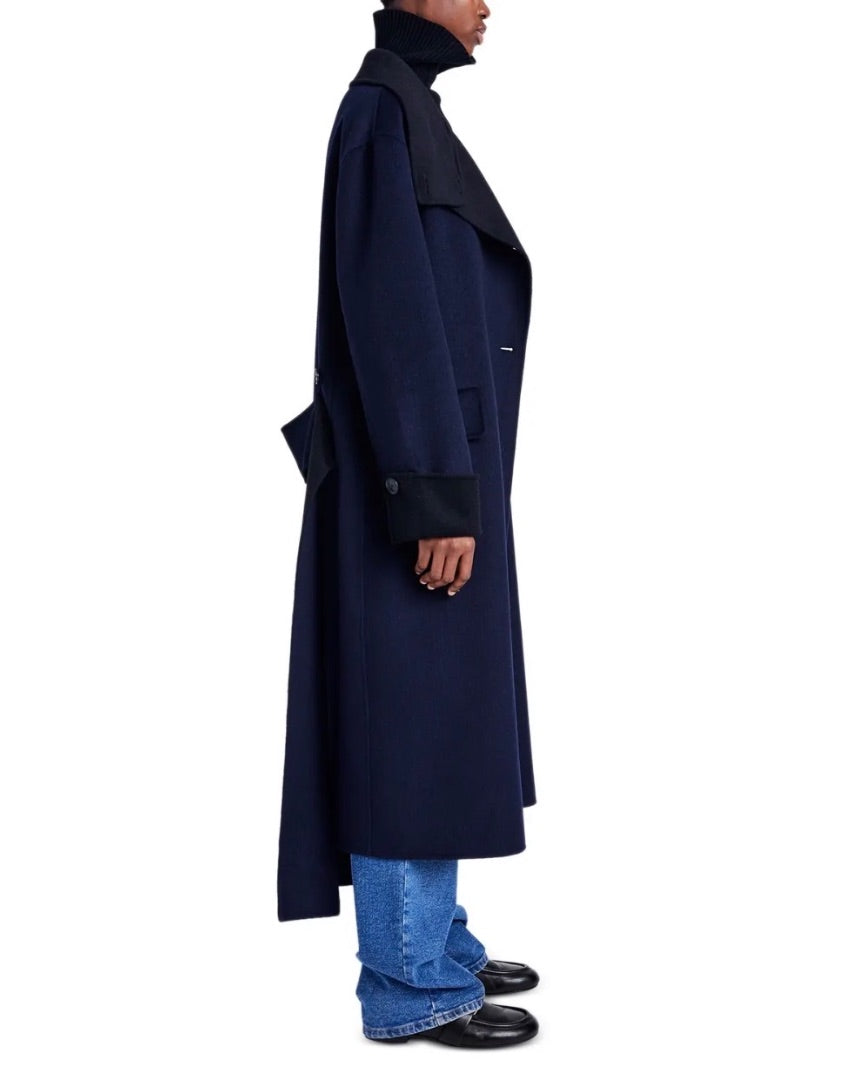 Proenza Schouler White Label Constance Coat in Navy Melange - Size Small