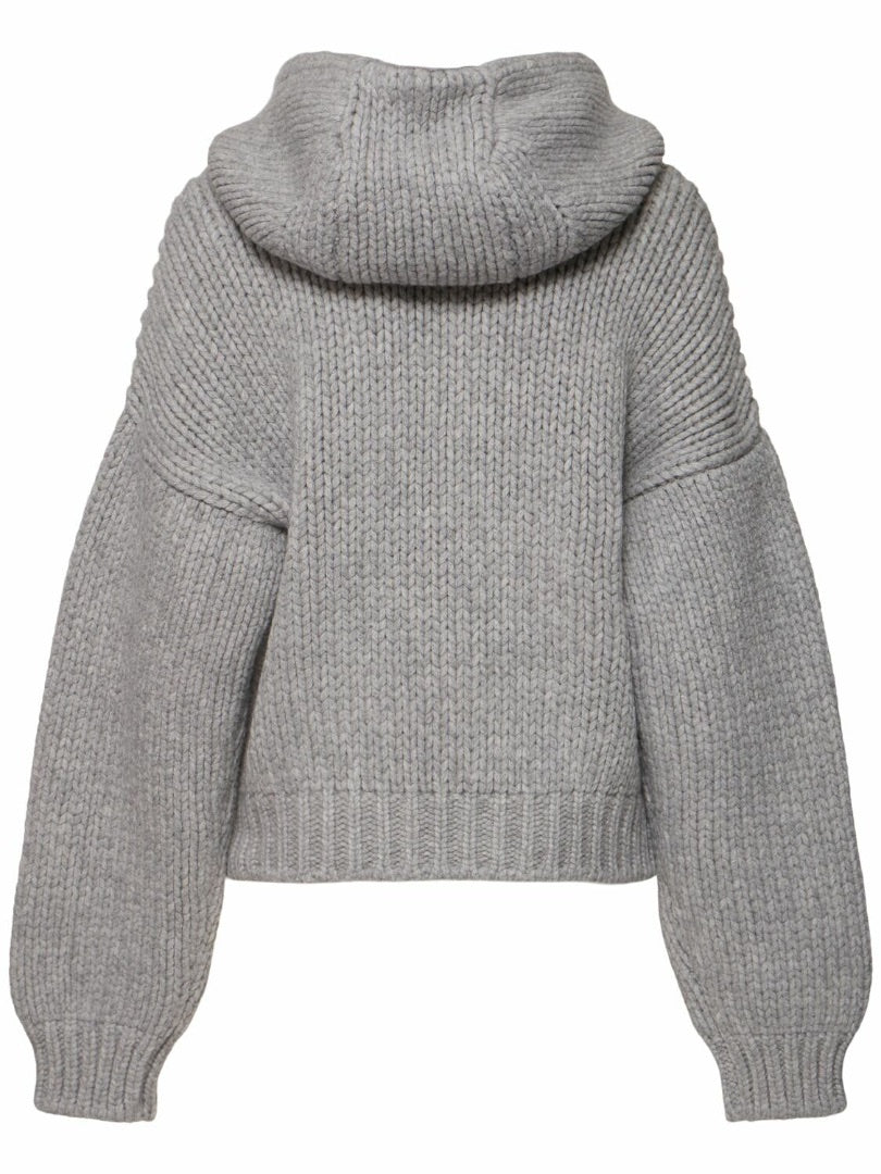SPORTMAX Epica Chunky Knit Zip Cardigan with Hood - Size Small
