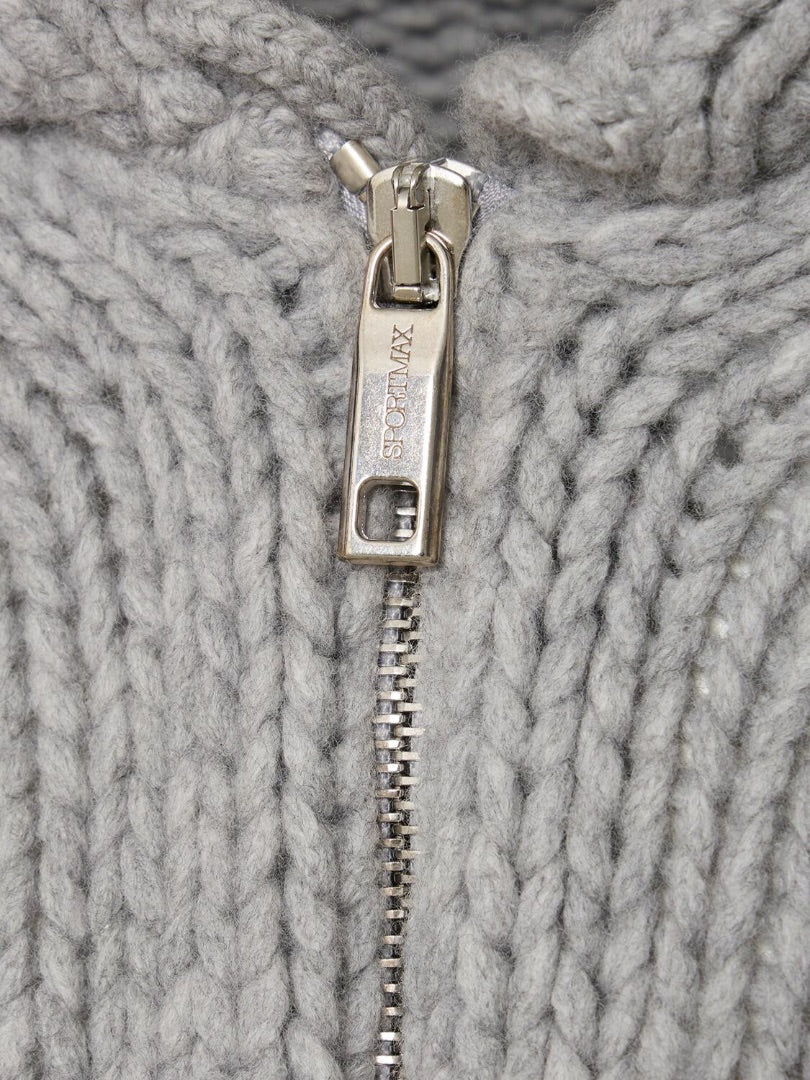 SPORTMAX Epica Chunky Knit Zip Cardigan with Hood - Size Small