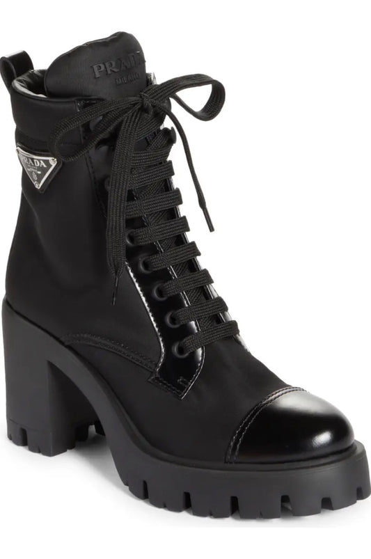 Prada New Brixxen Re-Nylon Combat Boot - Size 37
