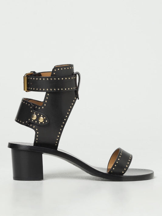 Isabel Marant Jaeryn Studded Leather Sandals in Black/Gold - Size 37