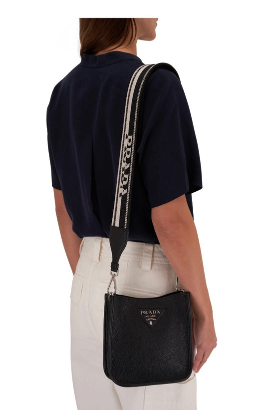 Prada Vitello Daino Mini Crossbody Bag in Black
