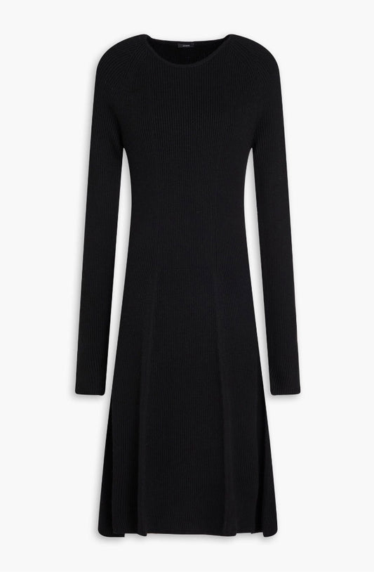 Joseph Ribbed Merino Wool-Blend Midi Dress in Black - Size XS