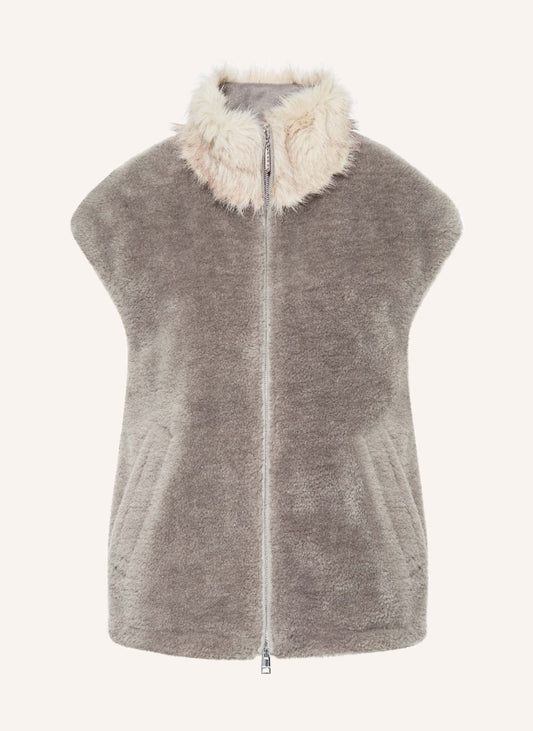 Marc Cain Cosy Waistcoat with Faux Fur Collar - Size 1 (Small)