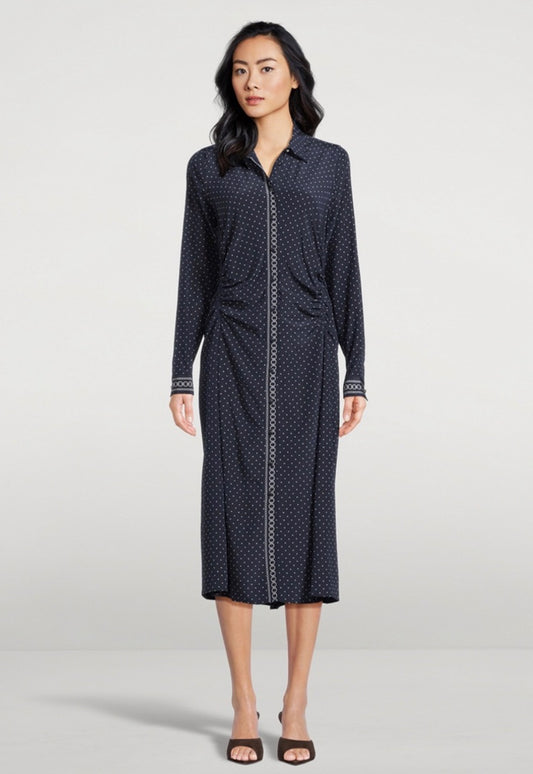 Veronica Beard Lex Ruched Shirt Dress In Polka Dot Print - Size 8