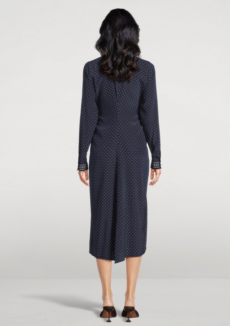 Veronica Beard Lex Ruched Shirt Dress In Polka Dot Print - Size 8