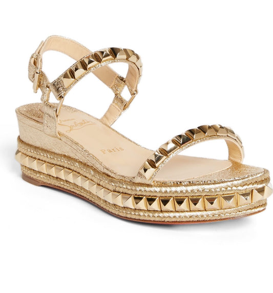 Christian Louboutin Pyraclou leather espadrilles - Size 40 (New)