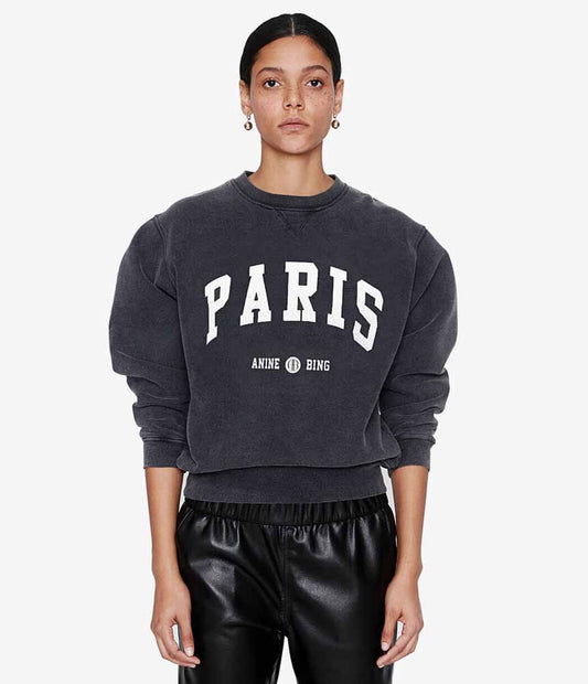 Anine Bing Anine Bing Ramona Sweatshirt University Paris In Washed Black XS