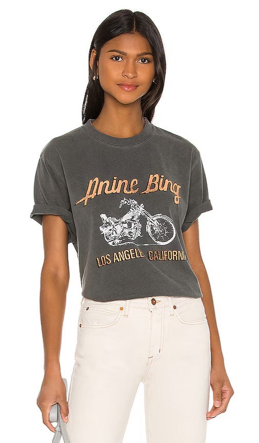 Anine Bing Lili Gun Powder Motorcycle Tee S