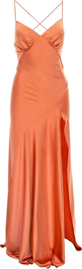 Roserry Seville Satin Maxi Dress In Orange 4-6