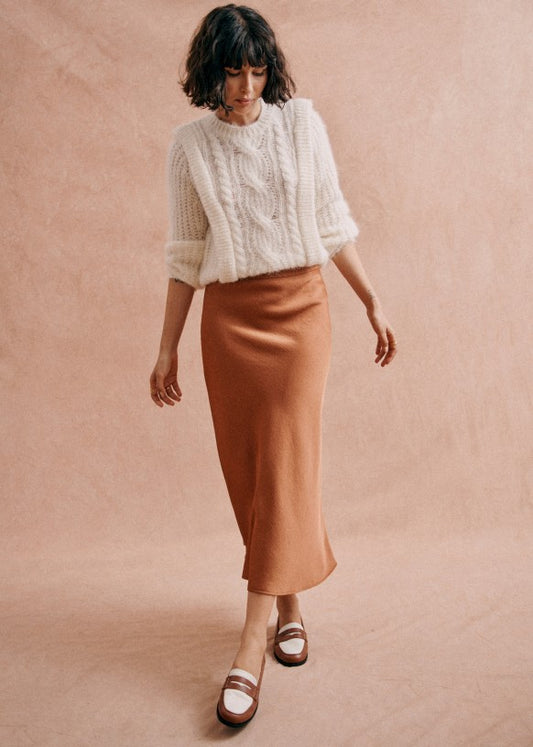 Sezane Sandy Silk Slip Skirt 36