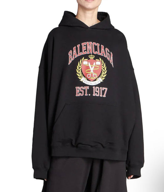 Balenciaga Est. 1917 College Logo Print Hoodie  Size 3