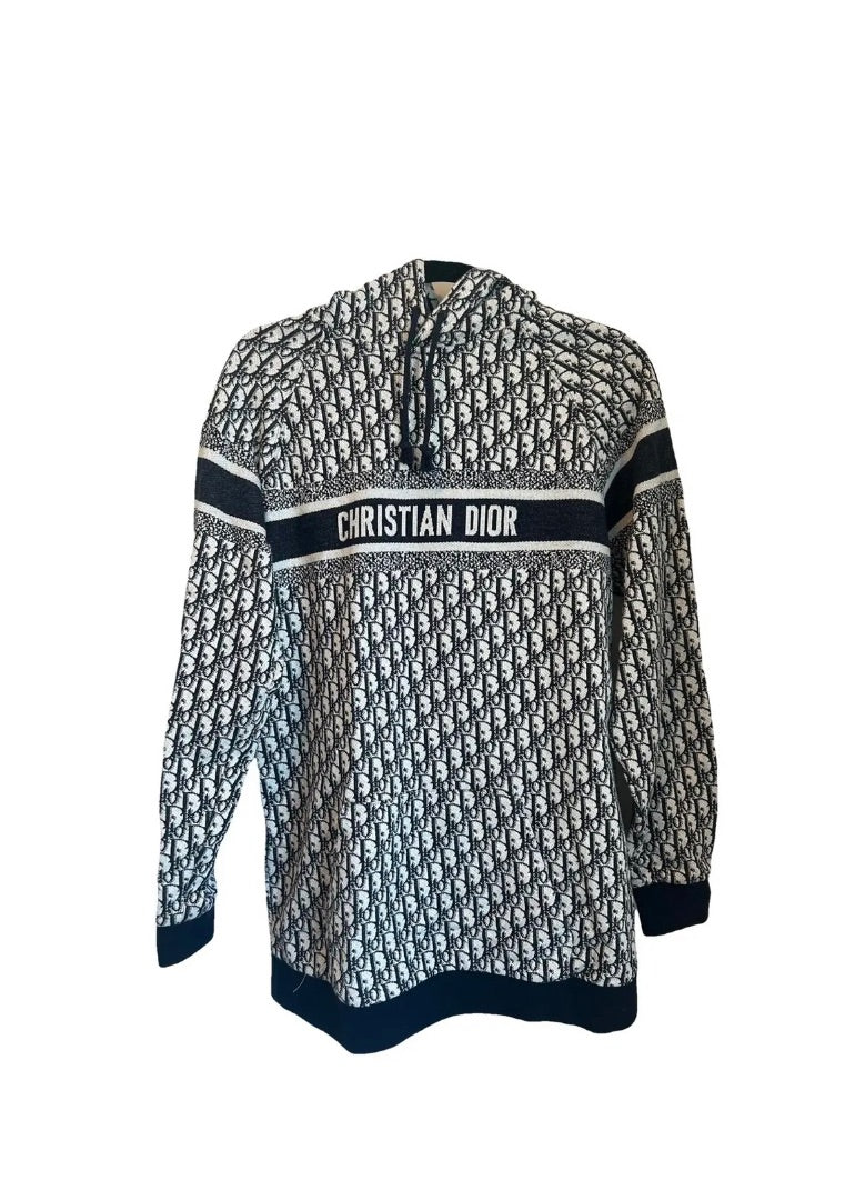 Christian Dior navy logo hoodie sweater long sleeve XS
