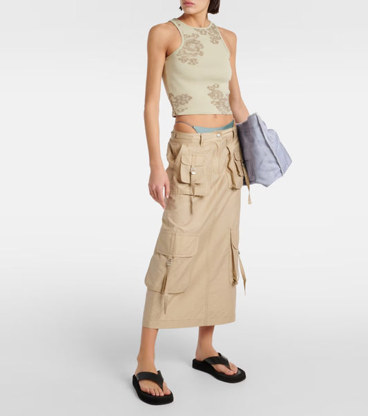 Acne Studios Technical Cotton Blend Cargo Skirt 34